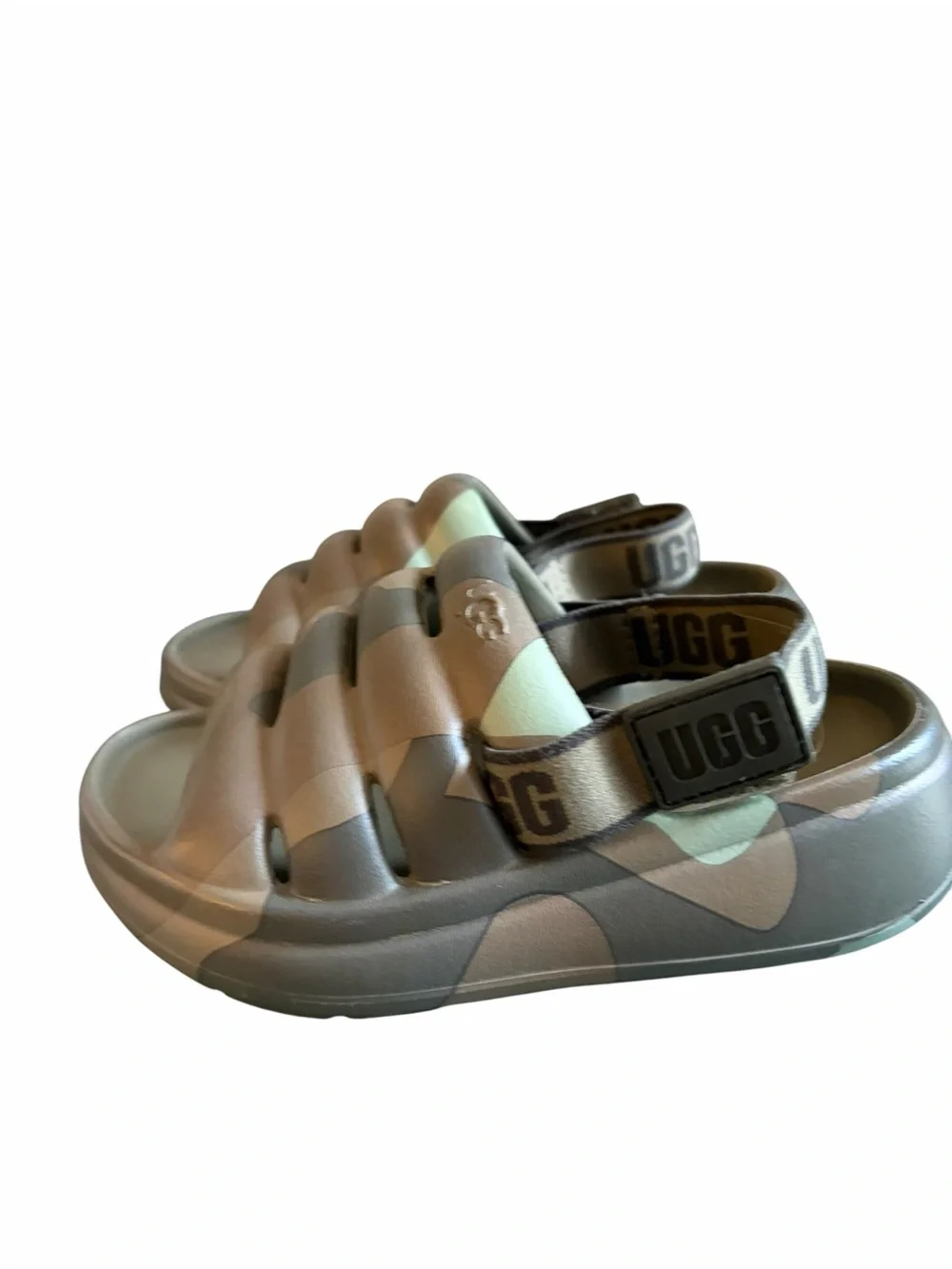 UGG Kids' sport yeah Camo Foam Sandals in Green and Brown Toddler 9
